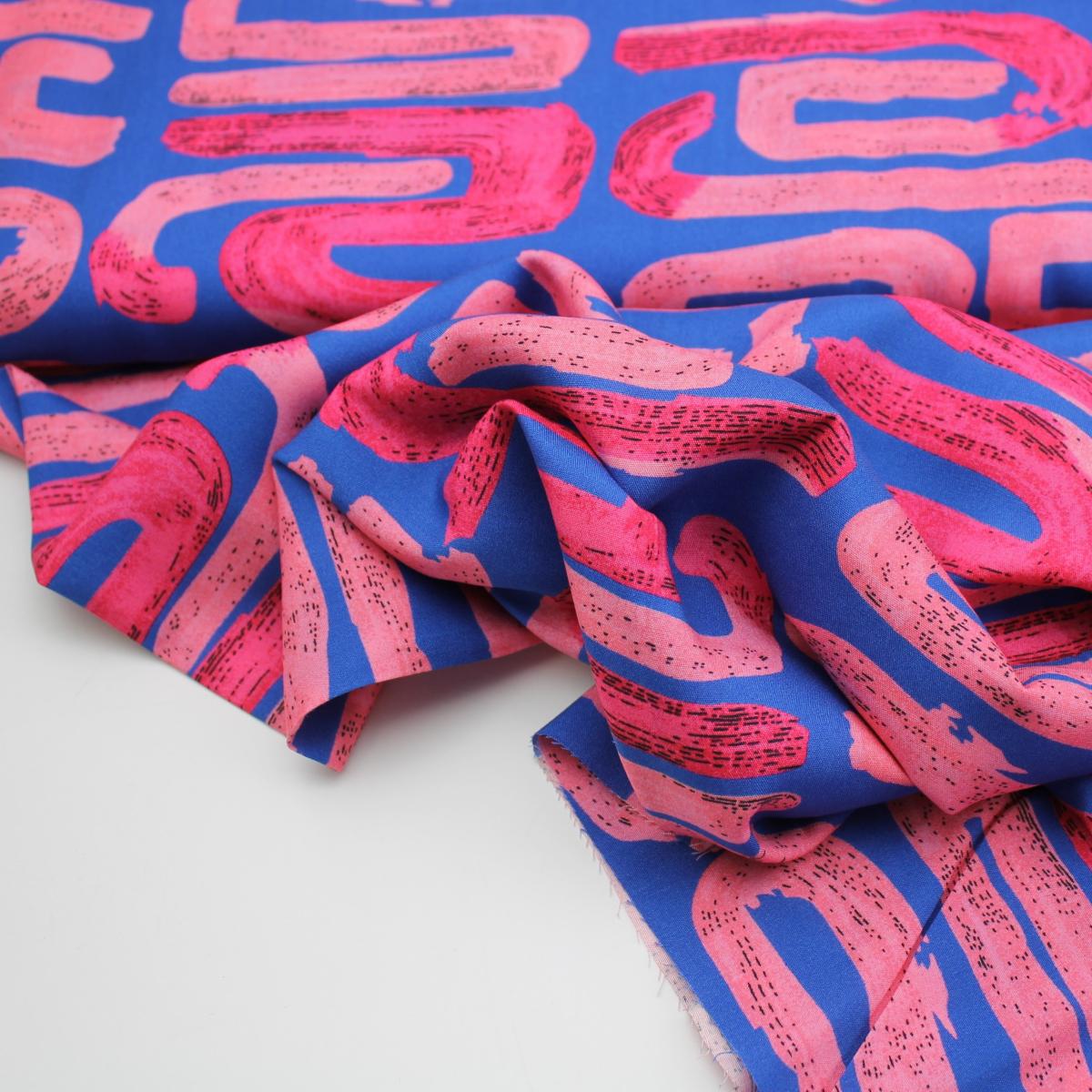 Viskose Ethno Motiv - blau pink